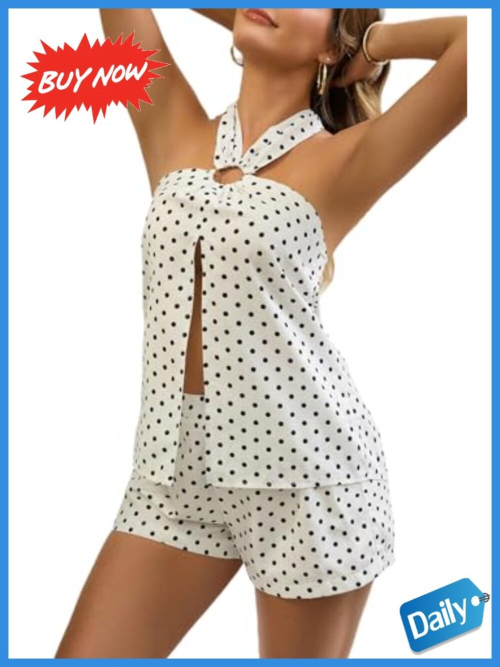 Women 2 Piece Short Set Halter Top High Waisted Shorts Summer Outfit